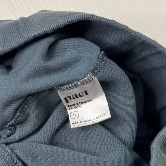 Pact Lounge Pants Blue Ribbed Waist Straight Leg Women’s Small Organic Cotton - Picture 5 of 16